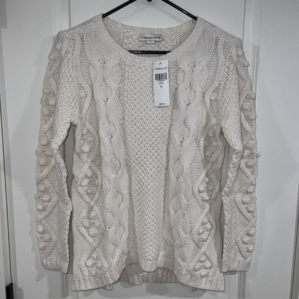 Coldwater Creek Cream Cable Knit Sweater